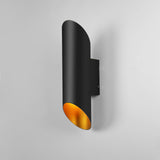 Minimalist Metal Wall Mounted Light Fixture Set of 2 Matte Black and Brass Finish Wall Sconce