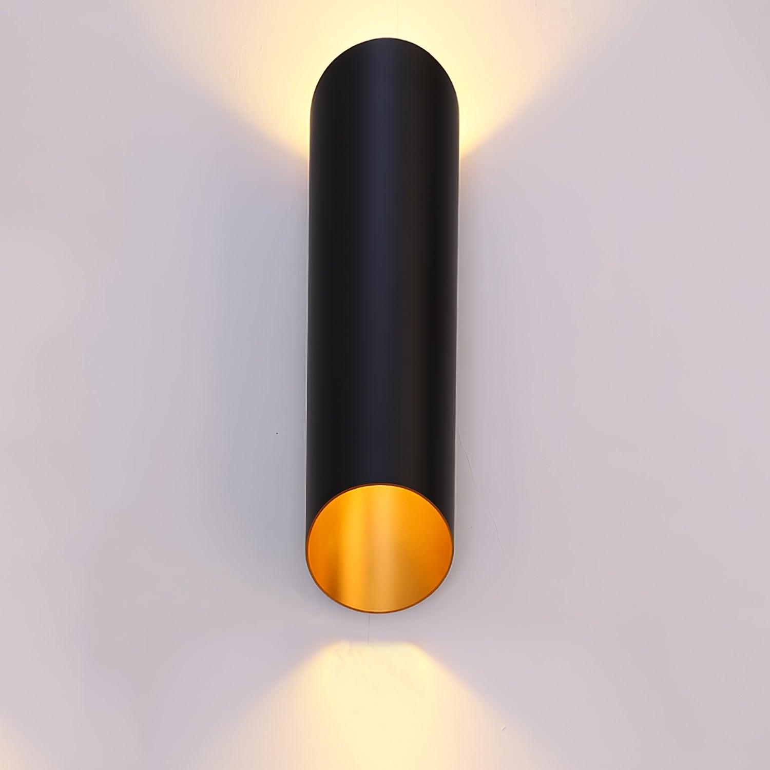 Minimalist Metal Wall Mounted Light Fixture Set of 2 Matte Black and Brass Finish Wall Sconce