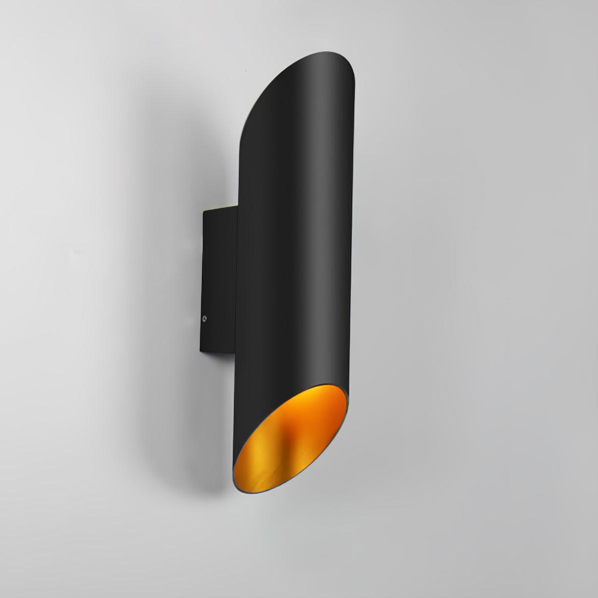 Minimalist Metal Wall Mounted Light Fixture Set of 2 Matte Black and Brass Finish Wall Sconce