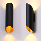 Minimalist Metal Wall Mounted Light Fixture Set of 2 Matte Black and Brass Finish Wall Sconce