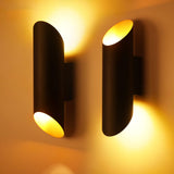 Minimalist Metal Wall Mounted Light Fixture Set of 2 Matte Black and Brass Finish Wall Sconce