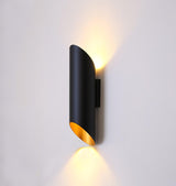 Minimalist Metal Wall Mounted Light Fixture Set of 2 Matte Black and Brass Finish Wall Sconce