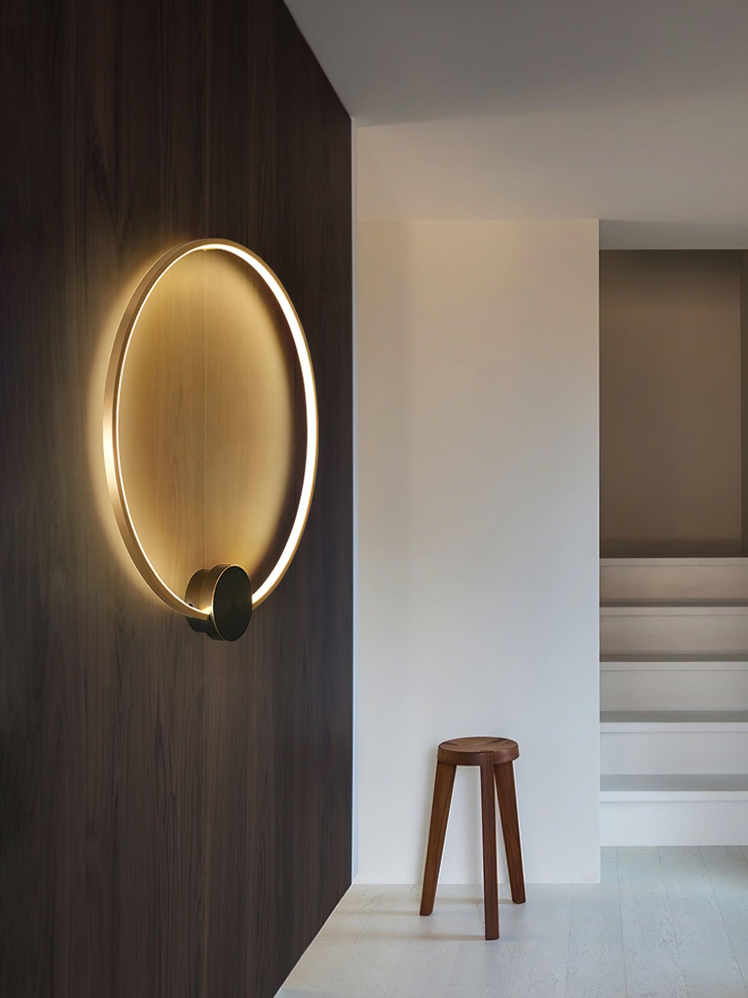 Minimalist Modern Circular LED Wall Sconce Round Ring Bracket Light Fixture