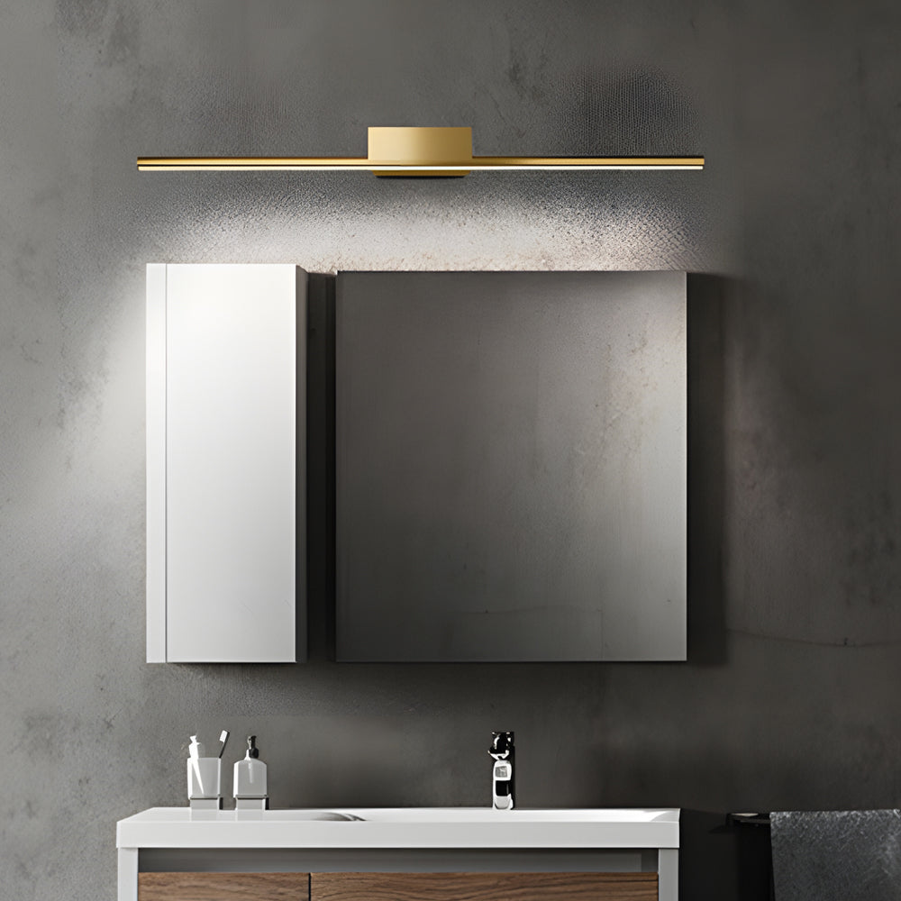 Minimalist Modern Gold Brass LED Bathroom Vanity Light Linear Cylinder Wall Mounted Sconce