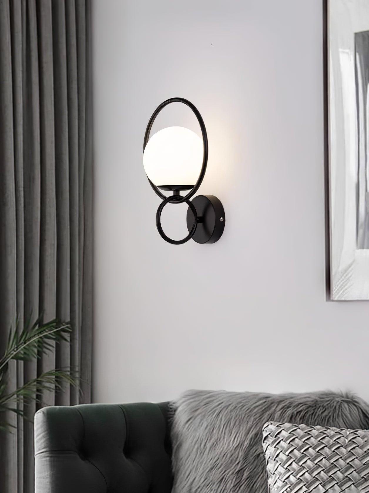 Minimalist Modern Sphere Glass Globe Wall Sconce with Metal Bracket Set of Two