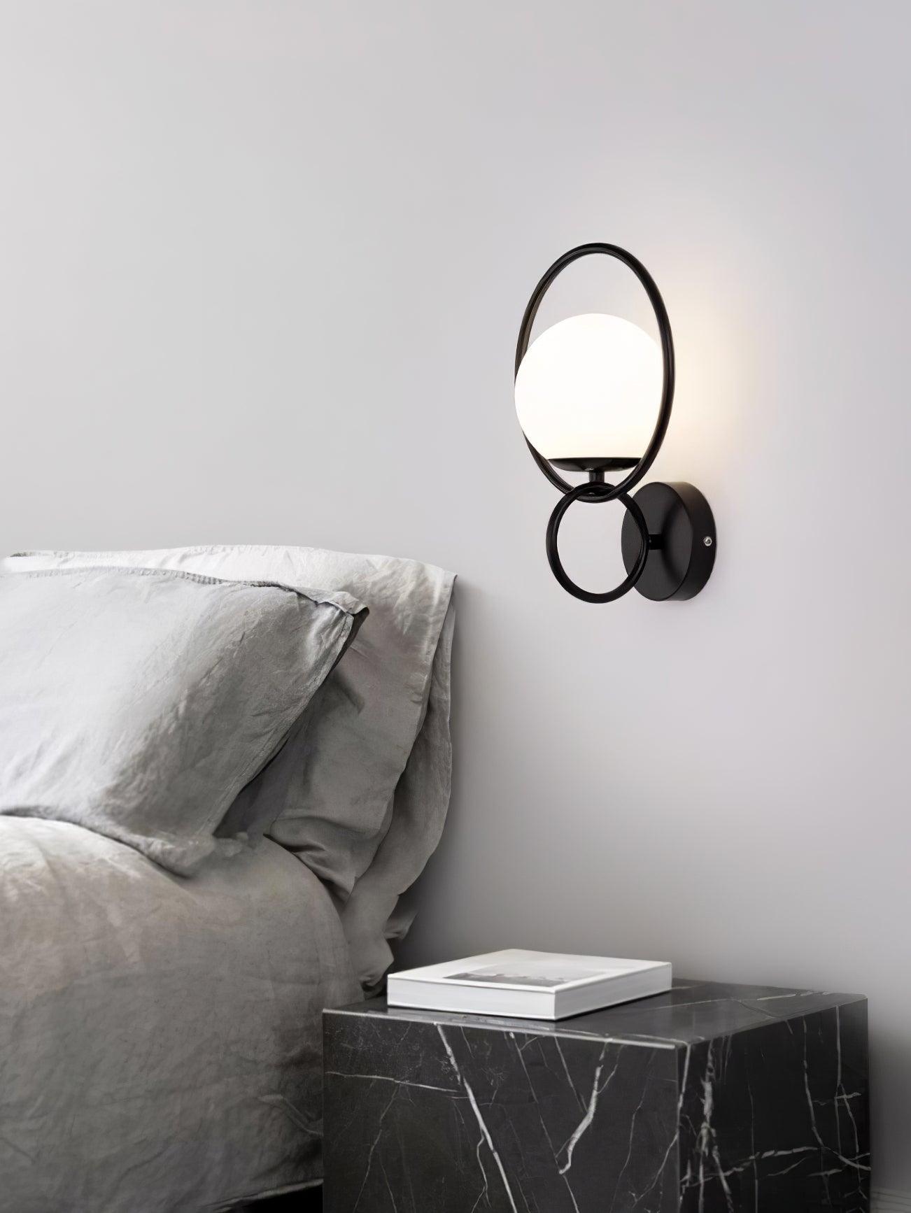 Minimalist Modern Sphere Glass Globe Wall Sconce with Metal Bracket Set of Two