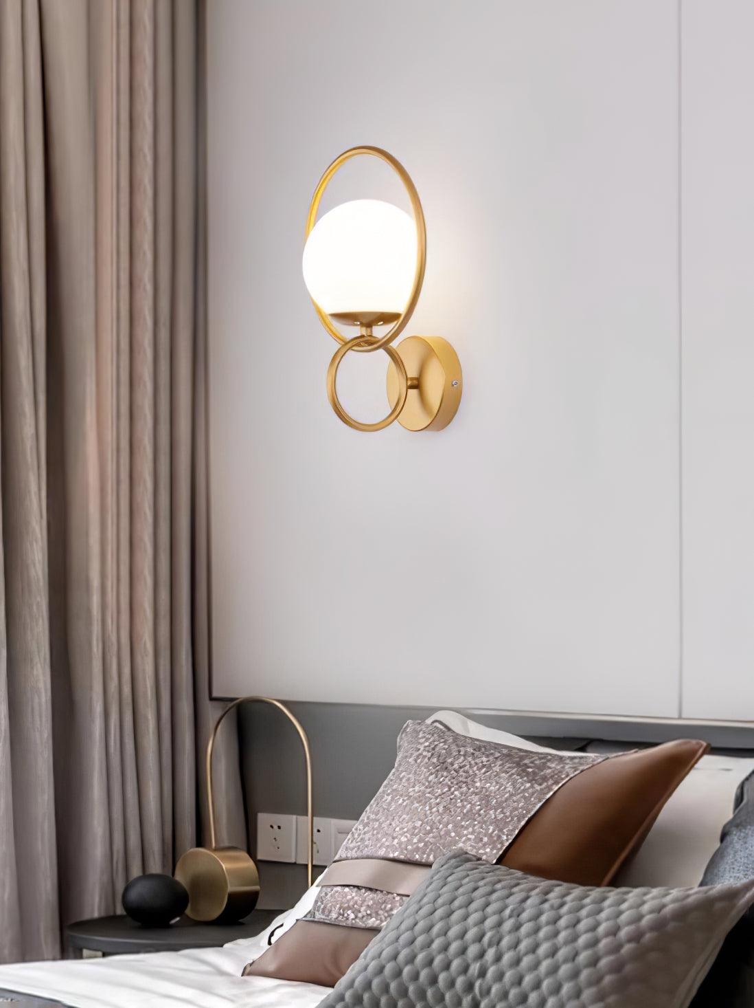 Minimalist Modern Sphere Glass Globe Wall Sconce with Metal Bracket Set of Two