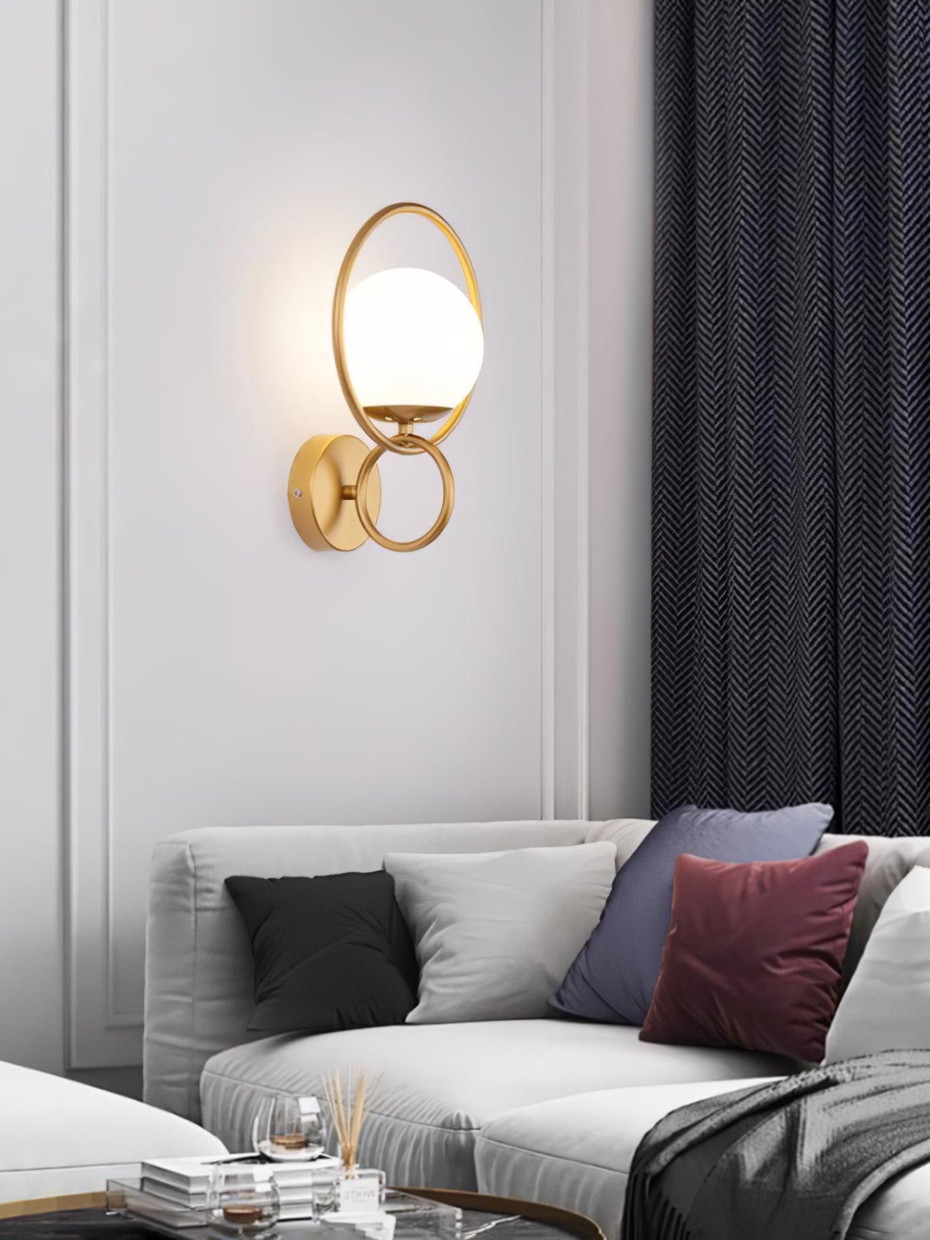Minimalist Modern Sphere Glass Globe Wall Sconce with Metal Bracket Set of Two