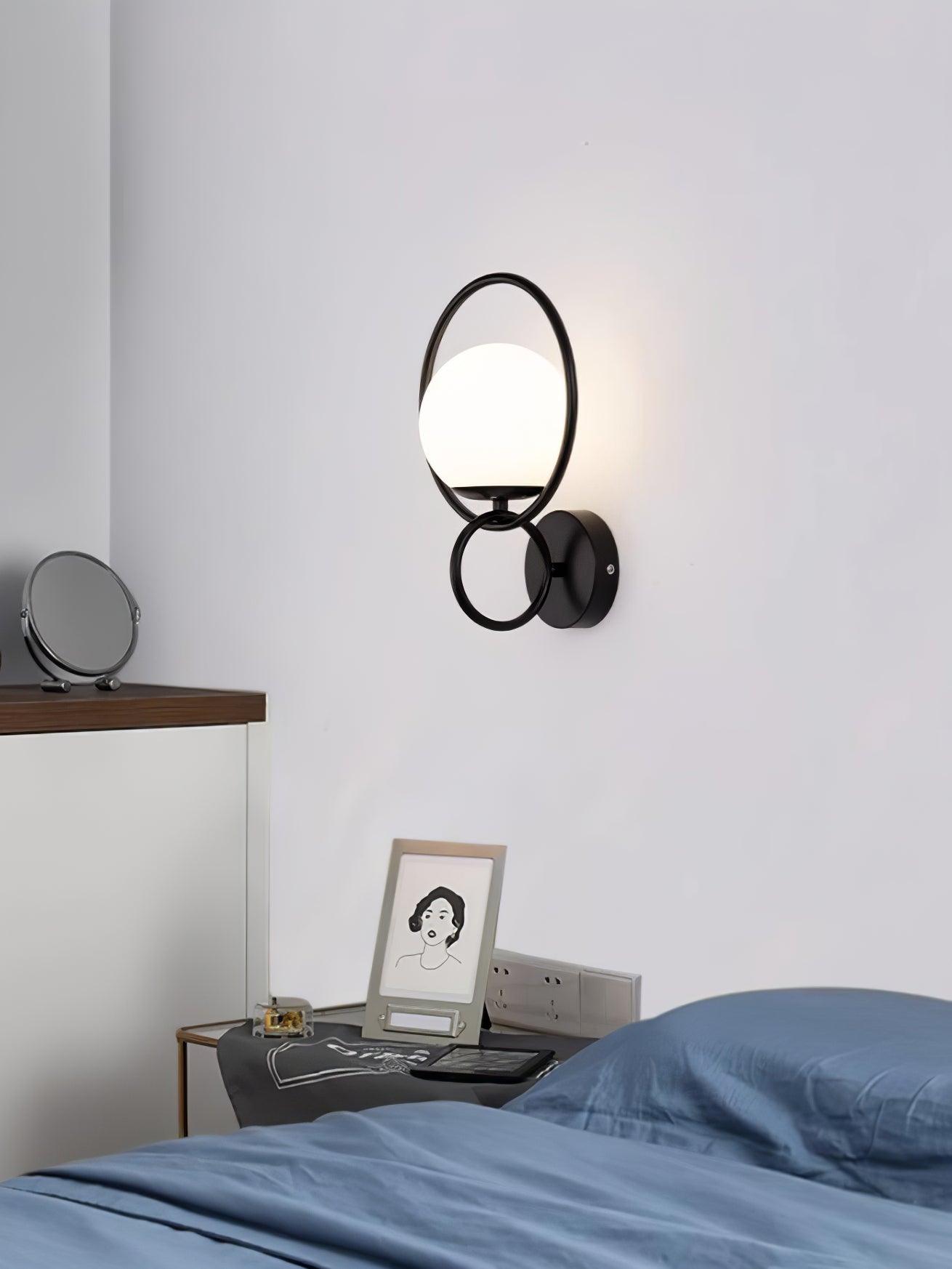 Minimalist Modern Sphere Glass Globe Wall Sconce with Metal Bracket Set of Two