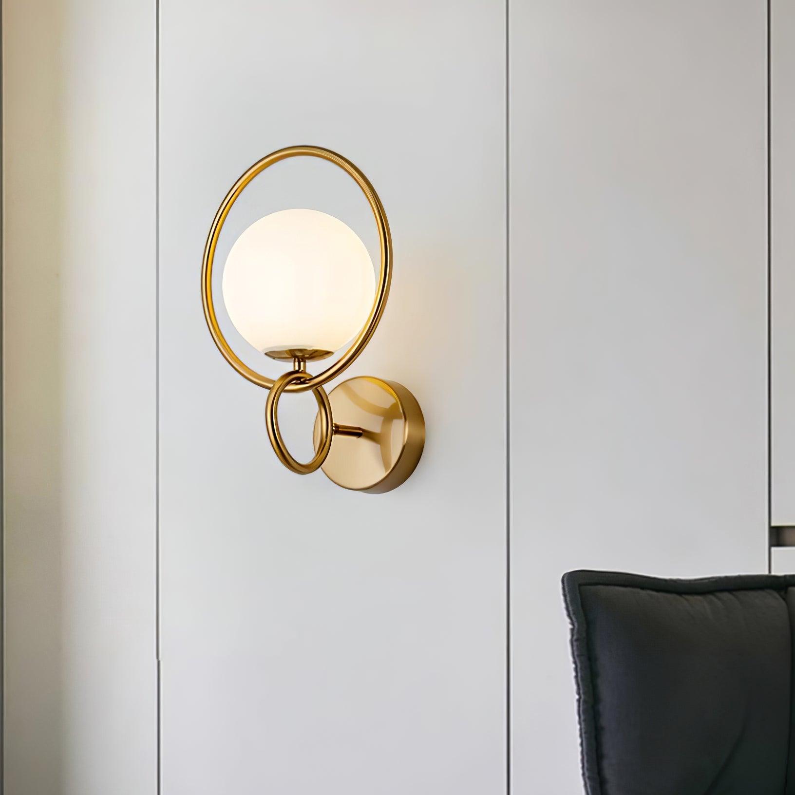 Minimalist Modern Sphere Glass Globe Wall Sconce with Metal Bracket Set of Two