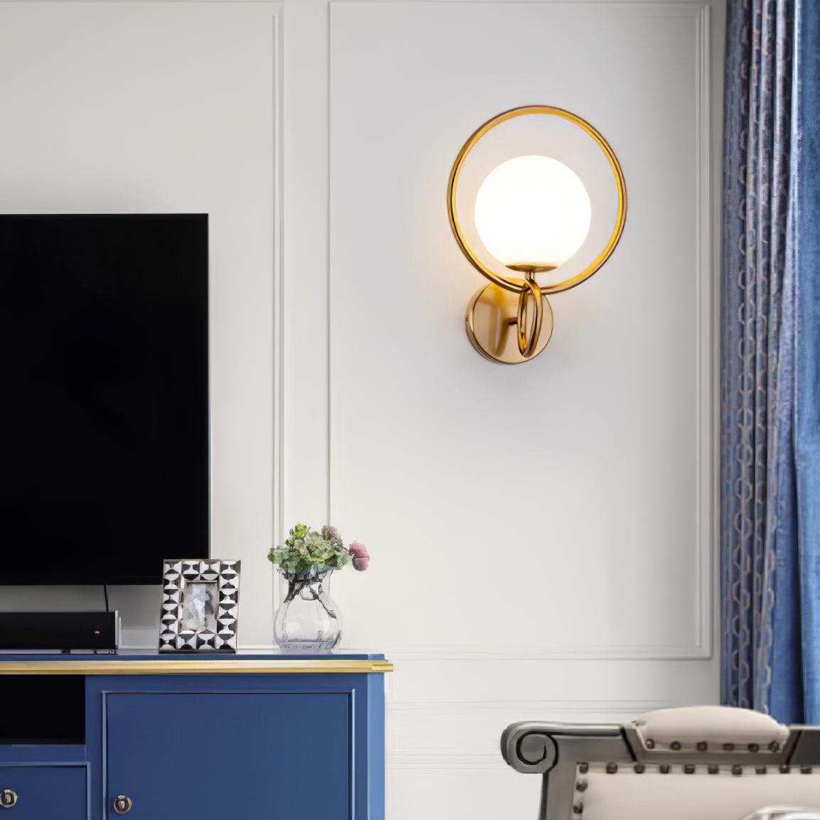 Minimalist Modern Sphere Glass Globe Wall Sconce with Metal Bracket Set of Two