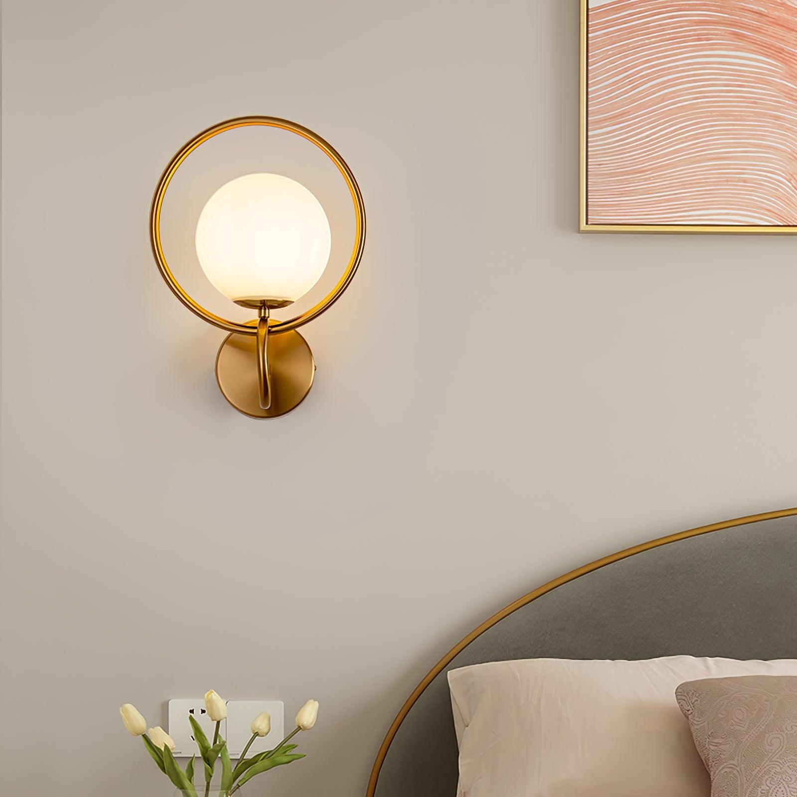 Minimalist Modern Sphere Glass Globe Wall Sconce with Metal Bracket Set of Two