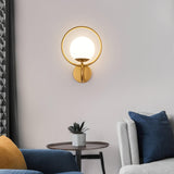 Minimalist Modern Sphere Glass Globe Wall Sconce with Metal Bracket Set of Two