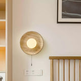 Minimalist Natural Travertine Stone Eclipse Wall Sconce Modern Circular Indoor Light Fixture