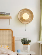Minimalist Natural Travertine Stone Eclipse Wall Sconce Modern Circular Indoor Light Fixture