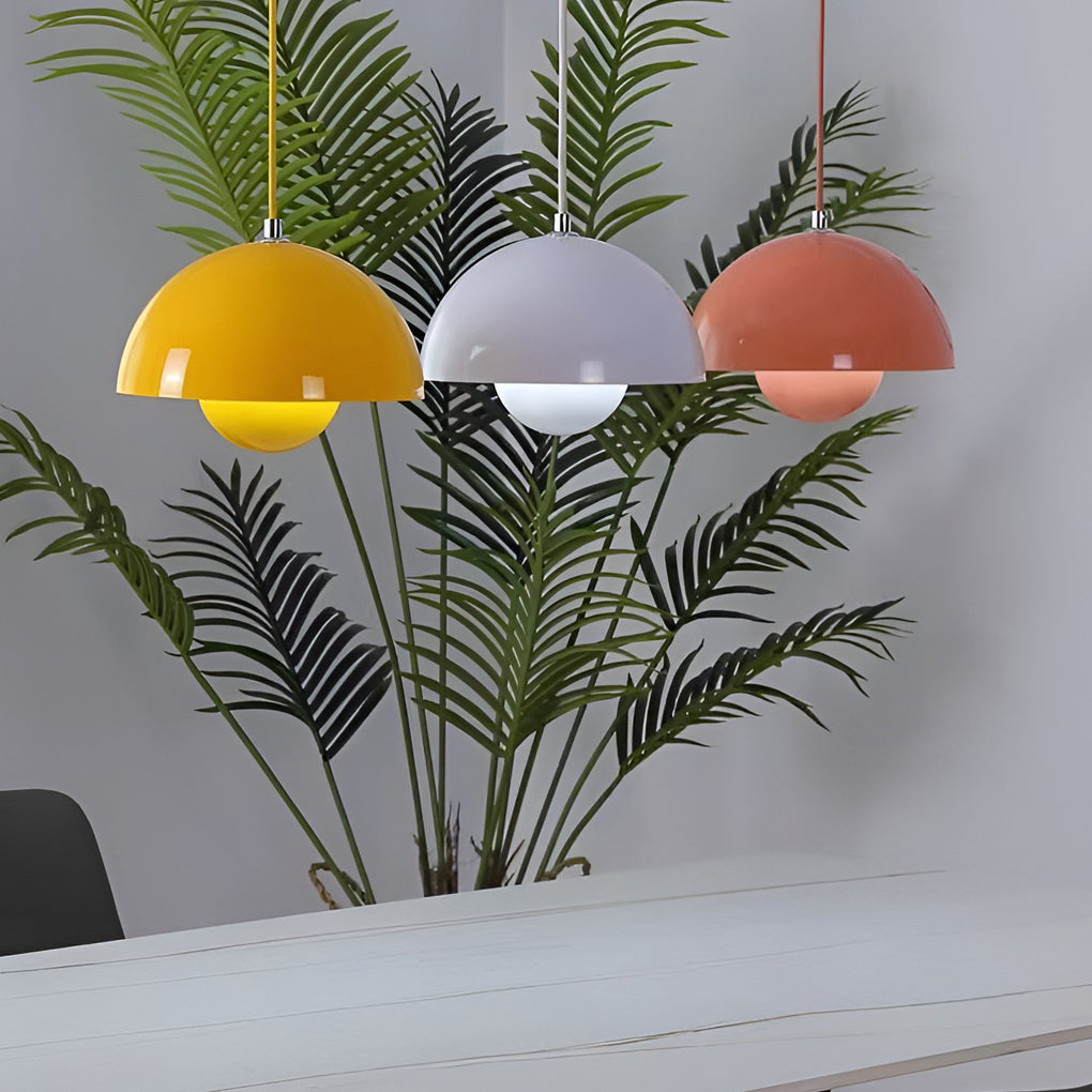 Minimalist Nordic Flowerpot Pendant Light Metal Mushroom Hanging Lamp for Dining Room and Bedroom