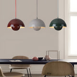 Minimalist Nordic Flowerpot Pendant Light Metal Mushroom Hanging Lamp for Dining Room and Bedroom