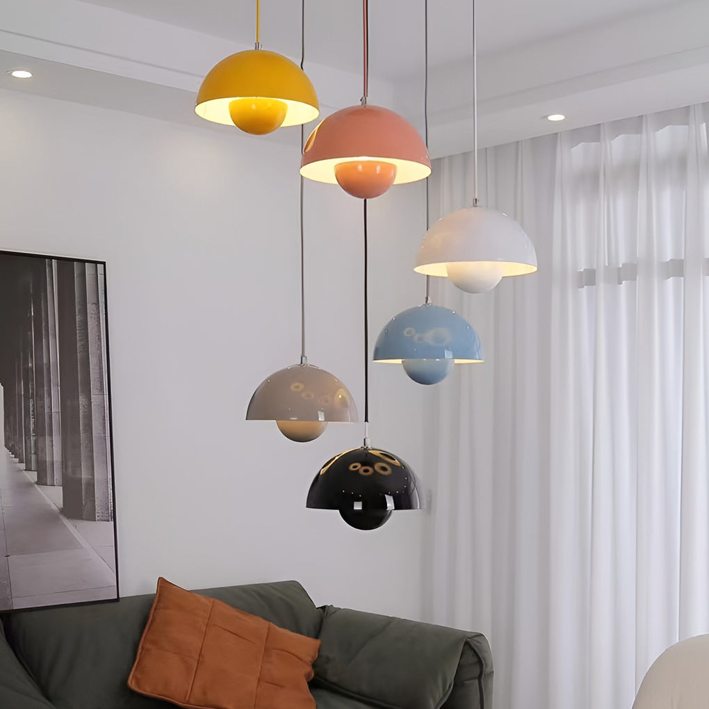 Minimalist Nordic Flowerpot Pendant Light Metal Mushroom Hanging Lamp for Dining Room and Bedroom