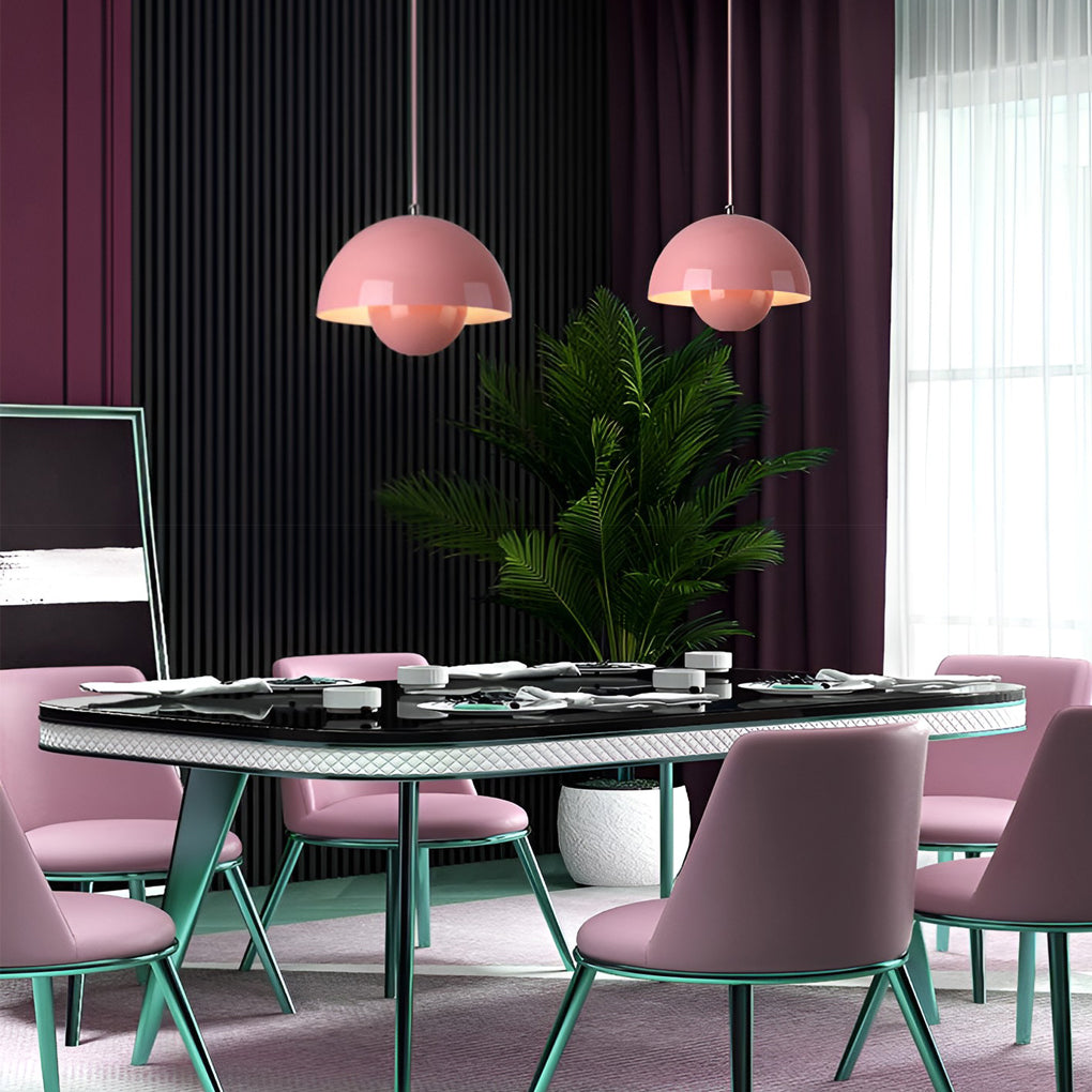 Minimalist Nordic Flowerpot Pendant Light Metal Mushroom Hanging Lamp for Dining Room and Bedroom