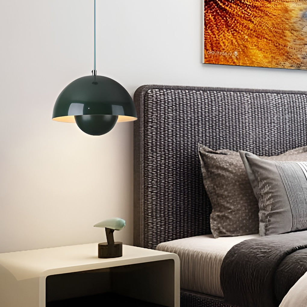 Minimalist Nordic Flowerpot Pendant Light Metal Mushroom Hanging Lamp for Dining Room and Bedroom