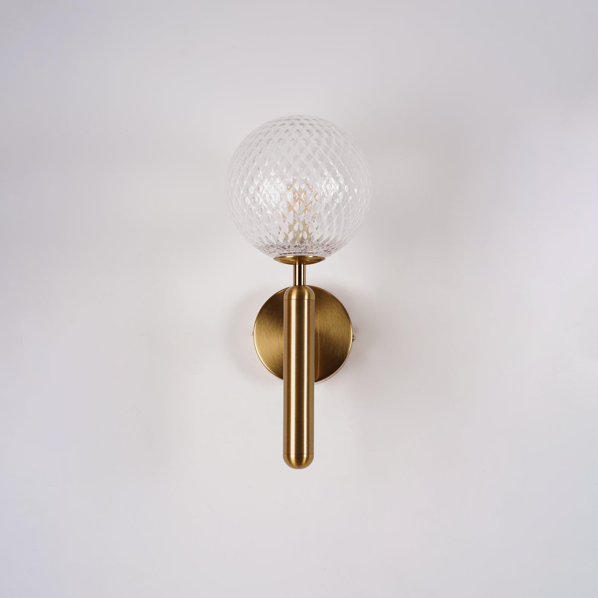 Minimalist Nordic Glass Wall Light Modern Brass Sconce for Bedroom and Living Room