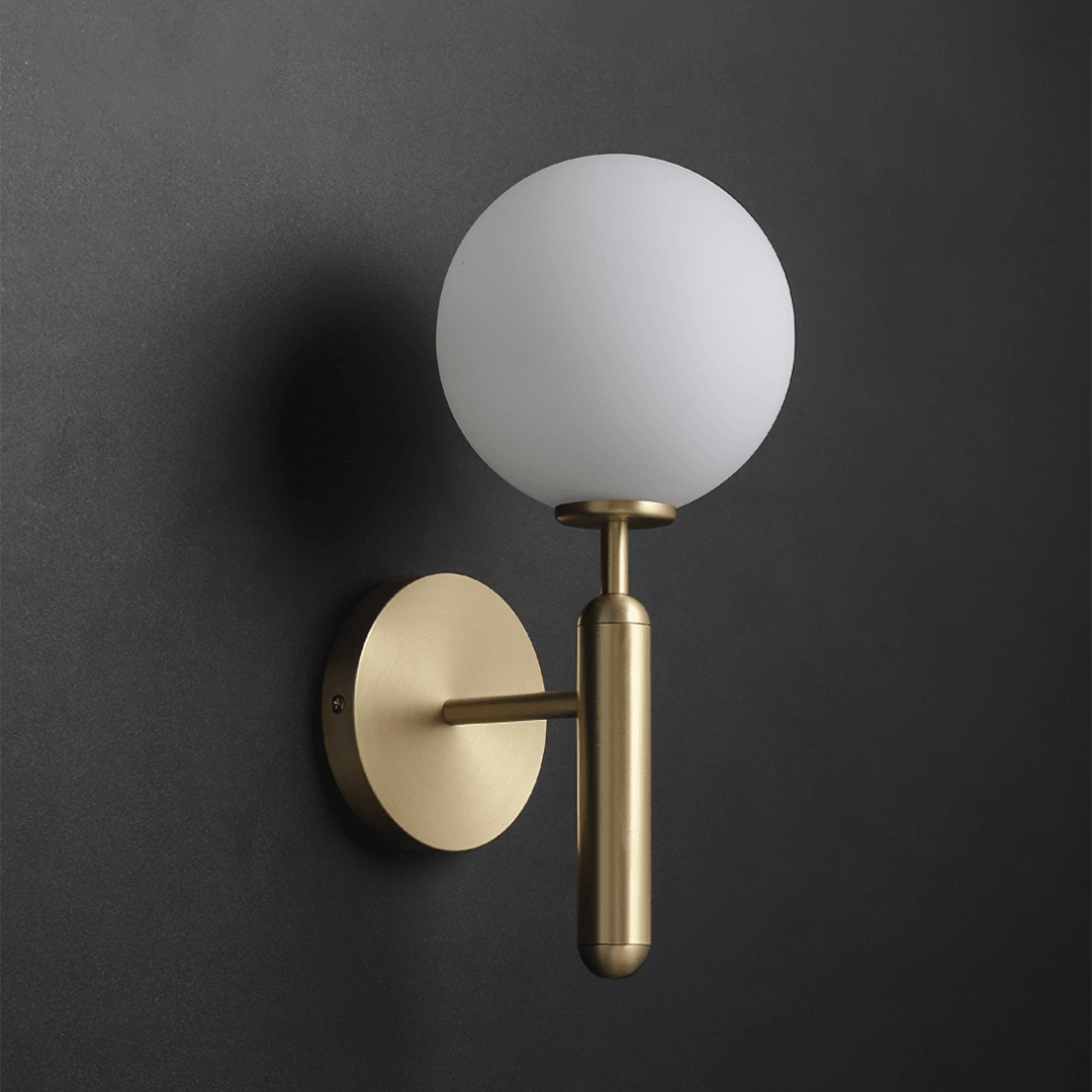 Minimalist Nordic Glass Wall Light Modern Brass Sconce for Bedroom and Living Room