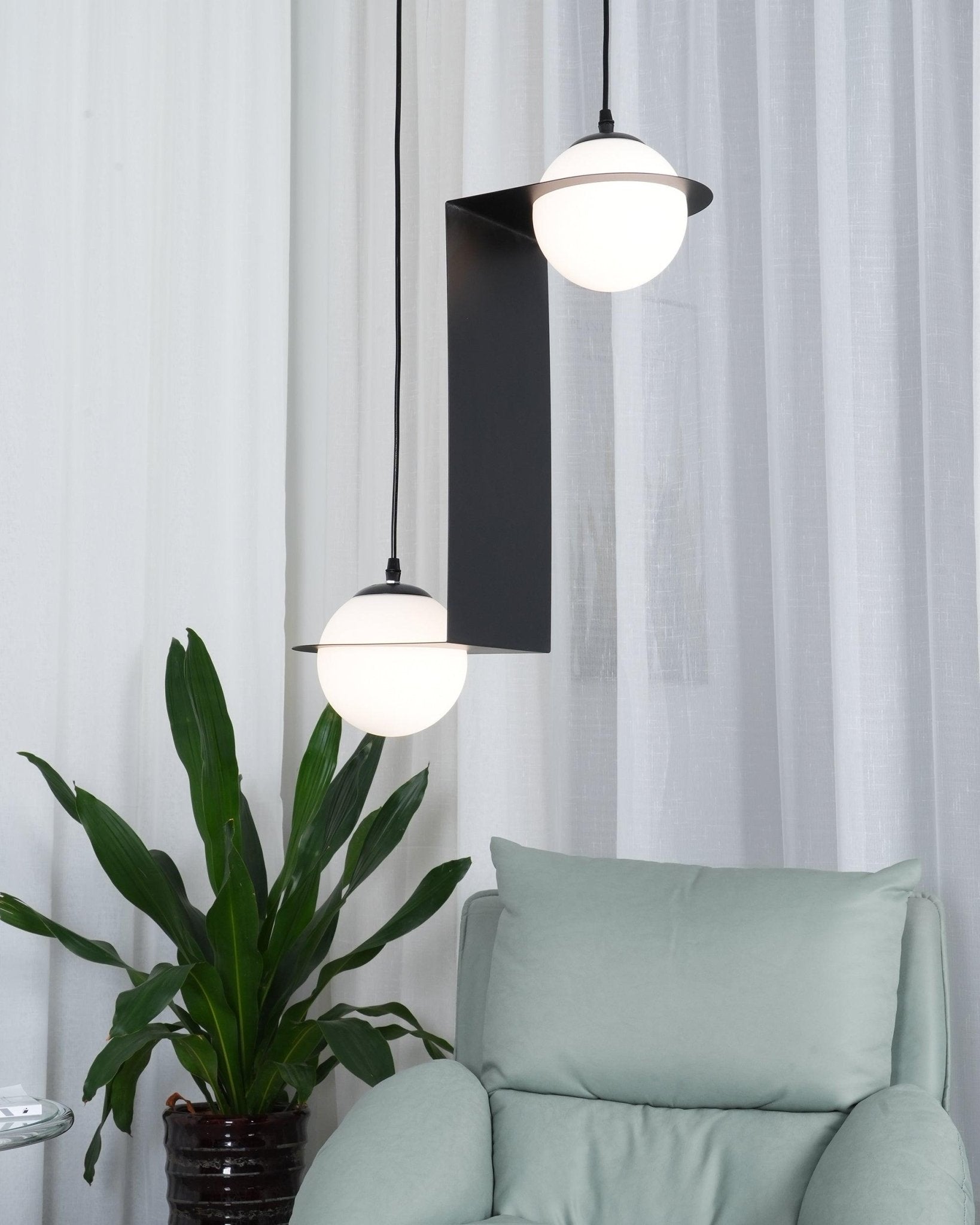 Minimalist Orbion Black Sphere Pendant Light Modern Geometric Glass Droplight