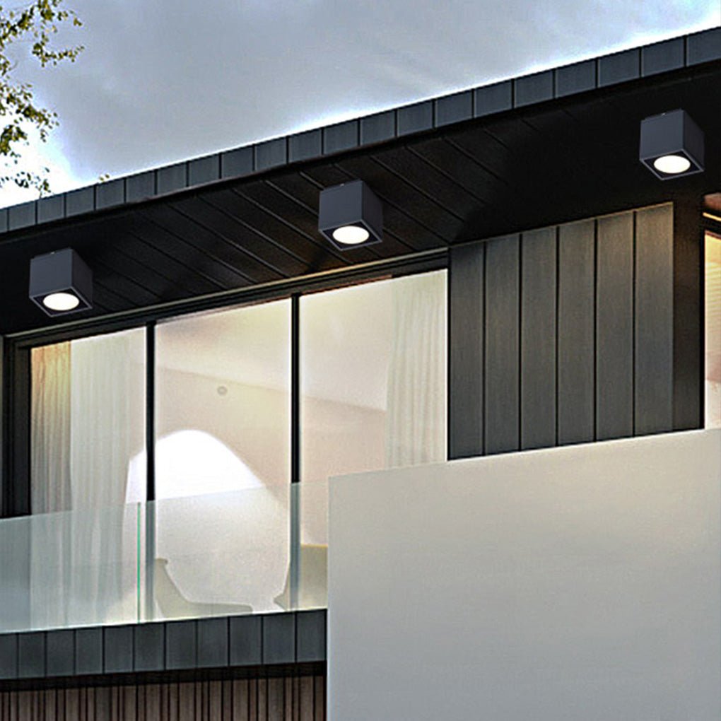 Square Outdoor LED Flush Mount Ceiling Light IP65 Waterproof Exterior Downlight for Villa Balcony