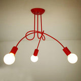 Minimalist Painted Metal Twisted Stem Chandelier Modern Candle Style Pendant Light for Home and Office