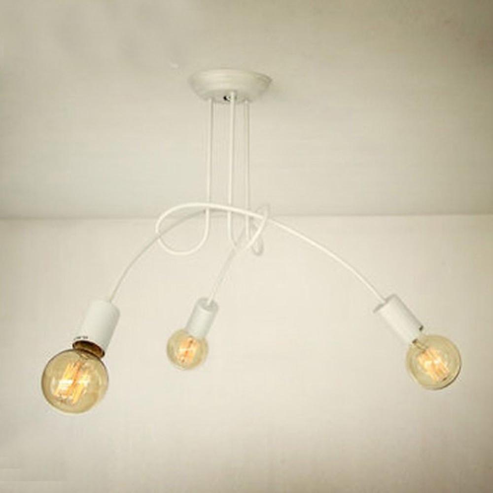 Minimalist Painted Metal Twisted Stem Chandelier Modern Candle Style Pendant Light for Home and Office