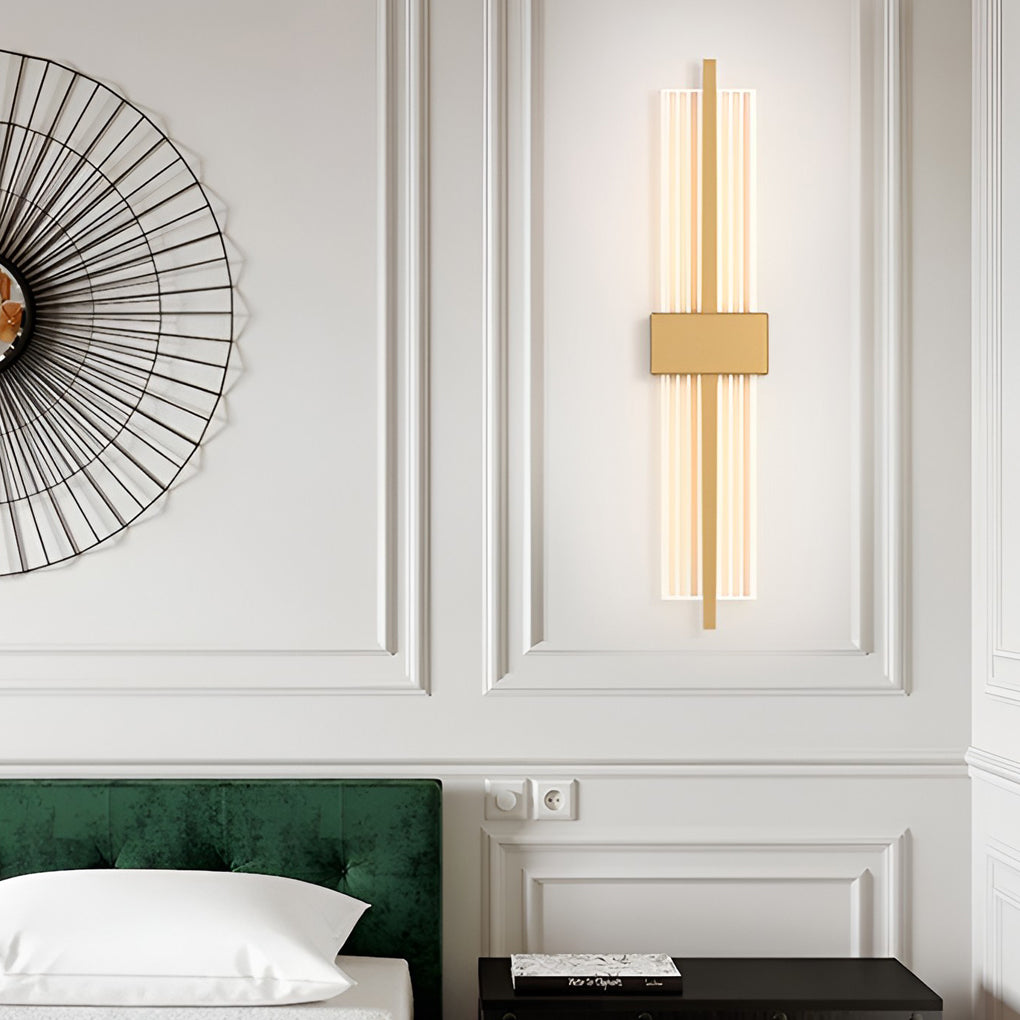 Minimalist Rectangular LED Wall Sconce Modern Acrylic Gold Black Postmodern Bedside Lamp for Living Room