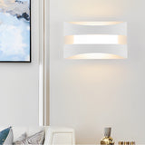 Minimalist Rectangular LED Wall Sconce Modern Nordic Bedside Lighting Fixture White or Brown Finish