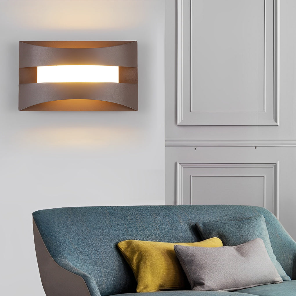 Minimalist Rectangular LED Wall Sconce Modern Nordic Bedside Lighting Fixture White or Brown Finish