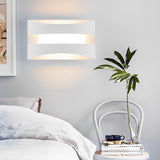 Minimalist Rectangular LED Wall Sconce Modern Nordic Bedside Lighting Fixture White or Brown Finish