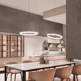 Minimalist Ring Nodes LED Hanging Lamp Adjustable Circular Pendant Fixture for Dining Areas