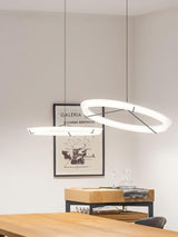 Minimalist Ring Nodes LED Hanging Lamp Adjustable Circular Pendant Fixture for Dining Areas