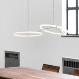 Minimalist Ring Nodes LED Hanging Lamp Adjustable Circular Pendant Fixture for Dining Areas