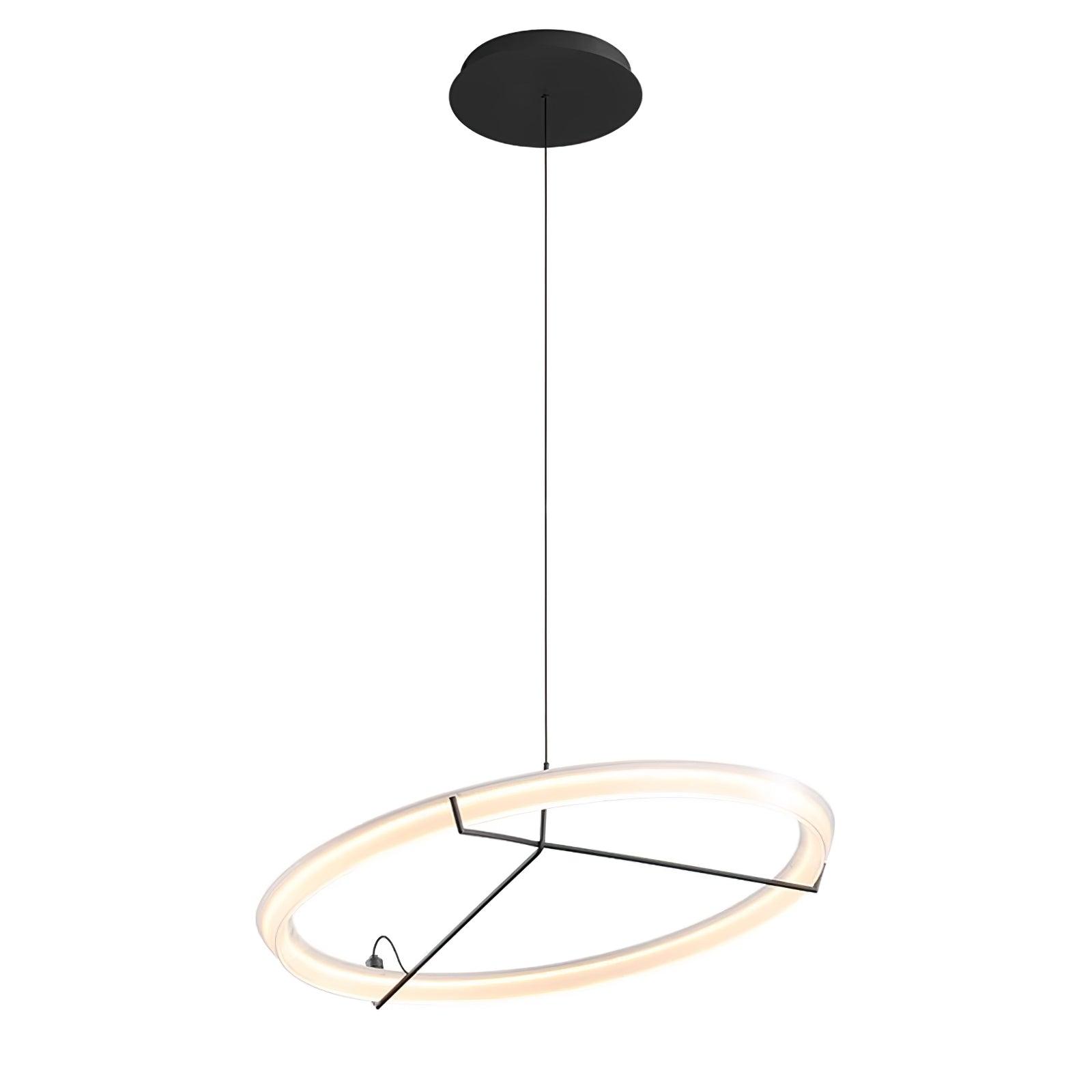 Minimalist Ring Nodes LED Hanging Lamp Adjustable Circular Pendant Fixture for Dining Areas