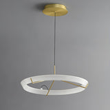 Minimalist Ring Nodes LED Hanging Lamp Adjustable Circular Pendant Fixture for Dining Areas