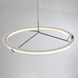 Minimalist Ring Nodes LED Hanging Lamp Adjustable Circular Pendant Fixture for Dining Areas