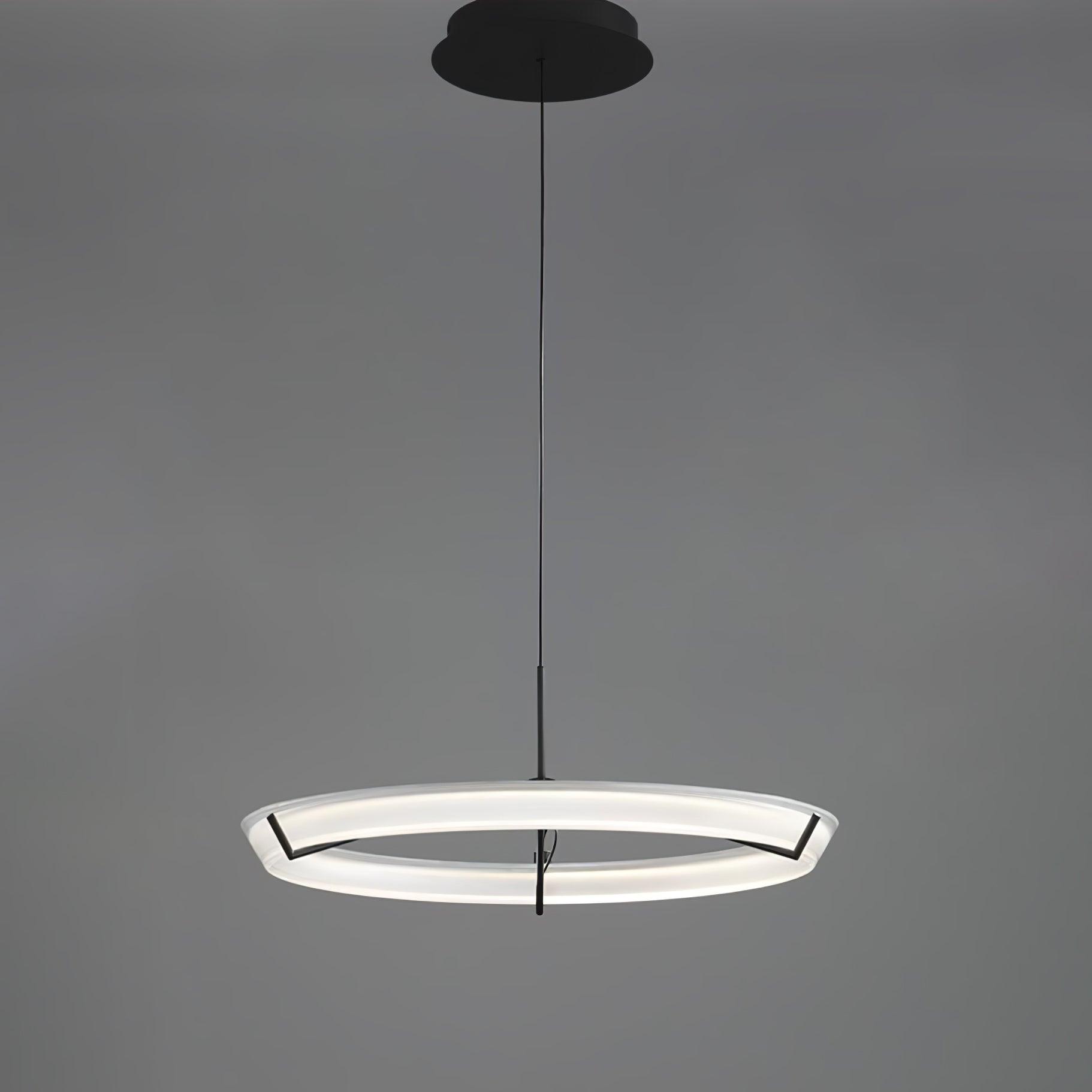 Minimalist Ring Nodes LED Hanging Lamp Adjustable Circular Pendant Fixture for Dining Areas