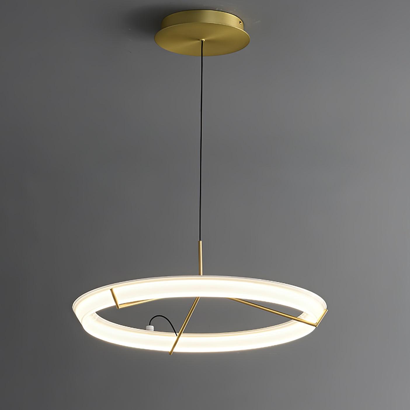 Minimalist Ring Nodes LED Hanging Lamp Adjustable Circular Pendant Fixture for Dining Areas