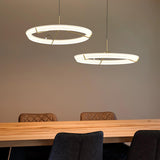 Minimalist Ring Nodes LED Hanging Lamp Adjustable Circular Pendant Fixture for Dining Areas