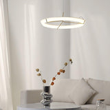 Minimalist Ring Nodes LED Hanging Lamp Adjustable Circular Pendant Fixture for Dining Areas