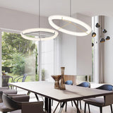 Minimalist Ring Nodes LED Hanging Lamp Adjustable Circular Pendant Fixture for Dining Areas