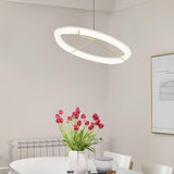 Minimalist Ring Nodes LED Hanging Lamp Adjustable Circular Pendant Fixture for Dining Areas