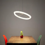 Minimalist Ring Nodes LED Hanging Lamp Adjustable Circular Pendant Fixture for Dining Areas