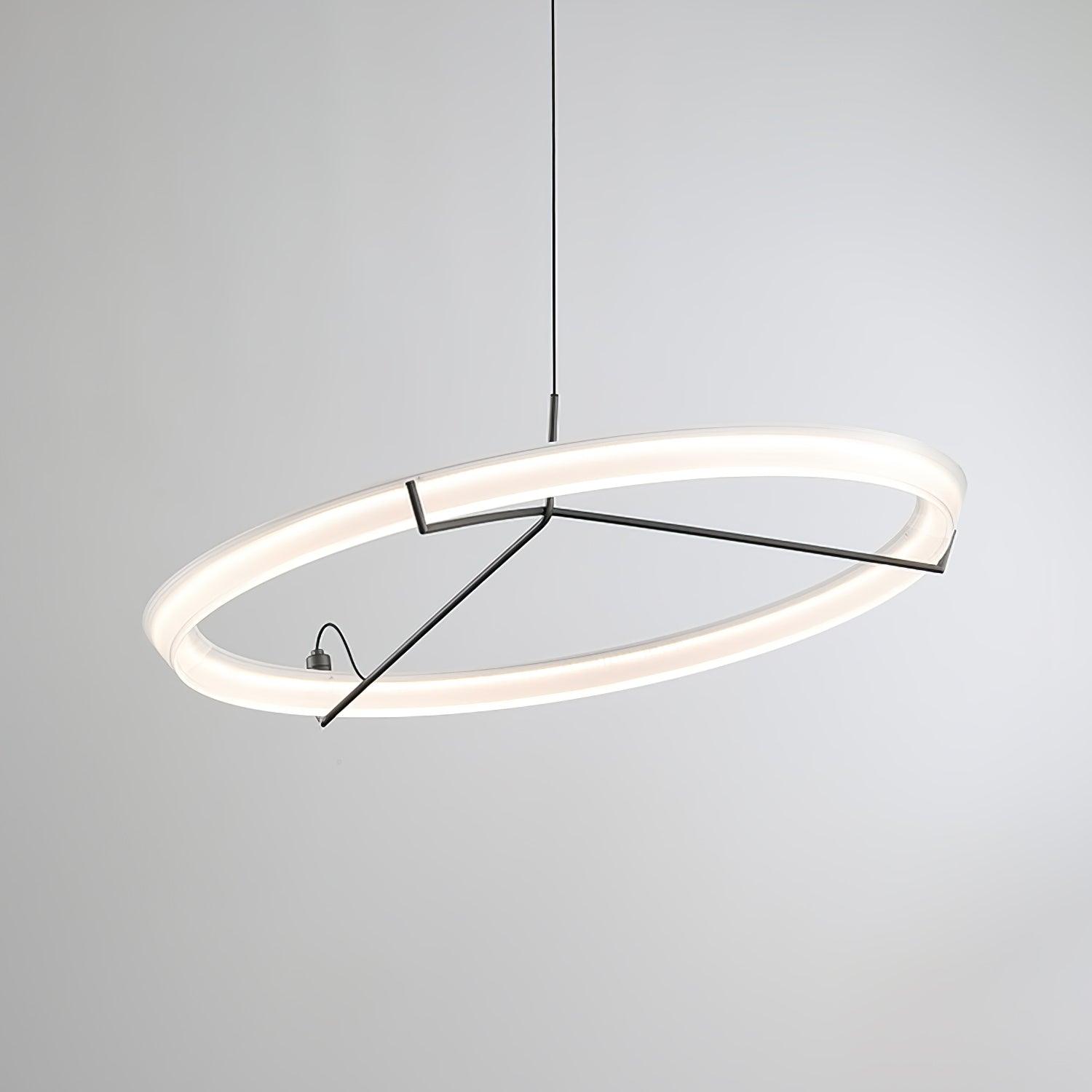 Minimalist Ring Nodes LED Hanging Lamp Adjustable Circular Pendant Fixture for Dining Areas