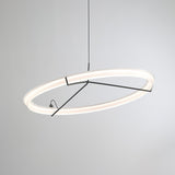 Minimalist Ring Nodes LED Hanging Lamp Adjustable Circular Pendant Fixture for Dining Areas