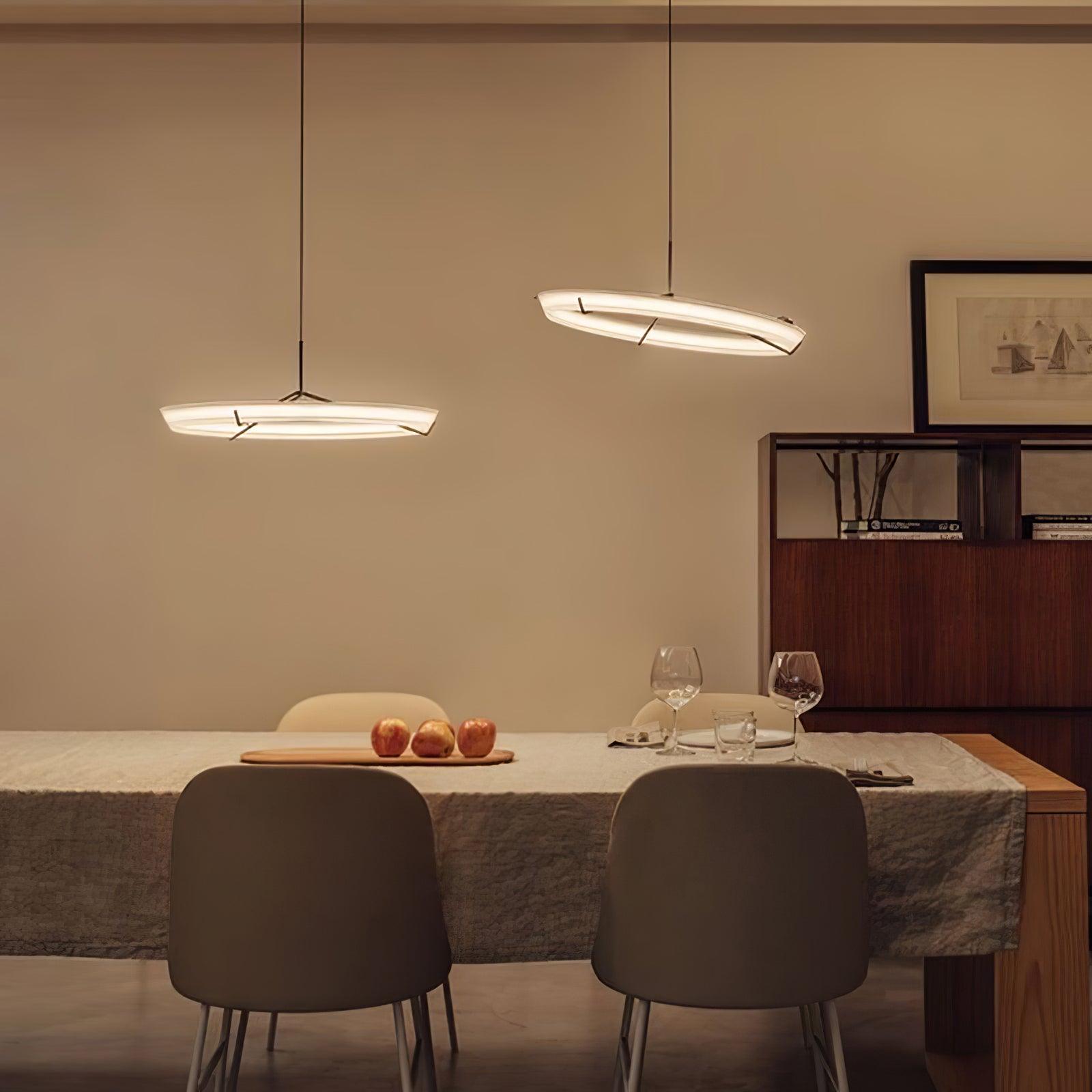 Minimalist Ring Nodes LED Hanging Lamp Adjustable Circular Pendant Fixture for Dining Areas